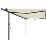 Vidaxl Luifel automatically extendable with posts 5x3 m cream -colored