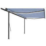 Vidaxl Luifel automatic with LED and wind sensor 5x3 m blue and white
