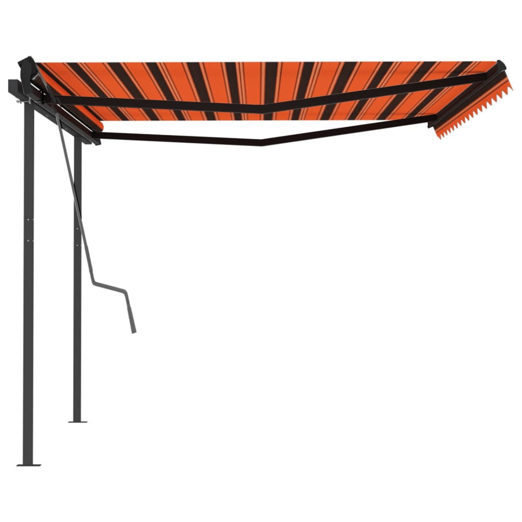 VidaXL Luifel handmatig uittrekbaar met palen 4x3,5 m oranje en bruin