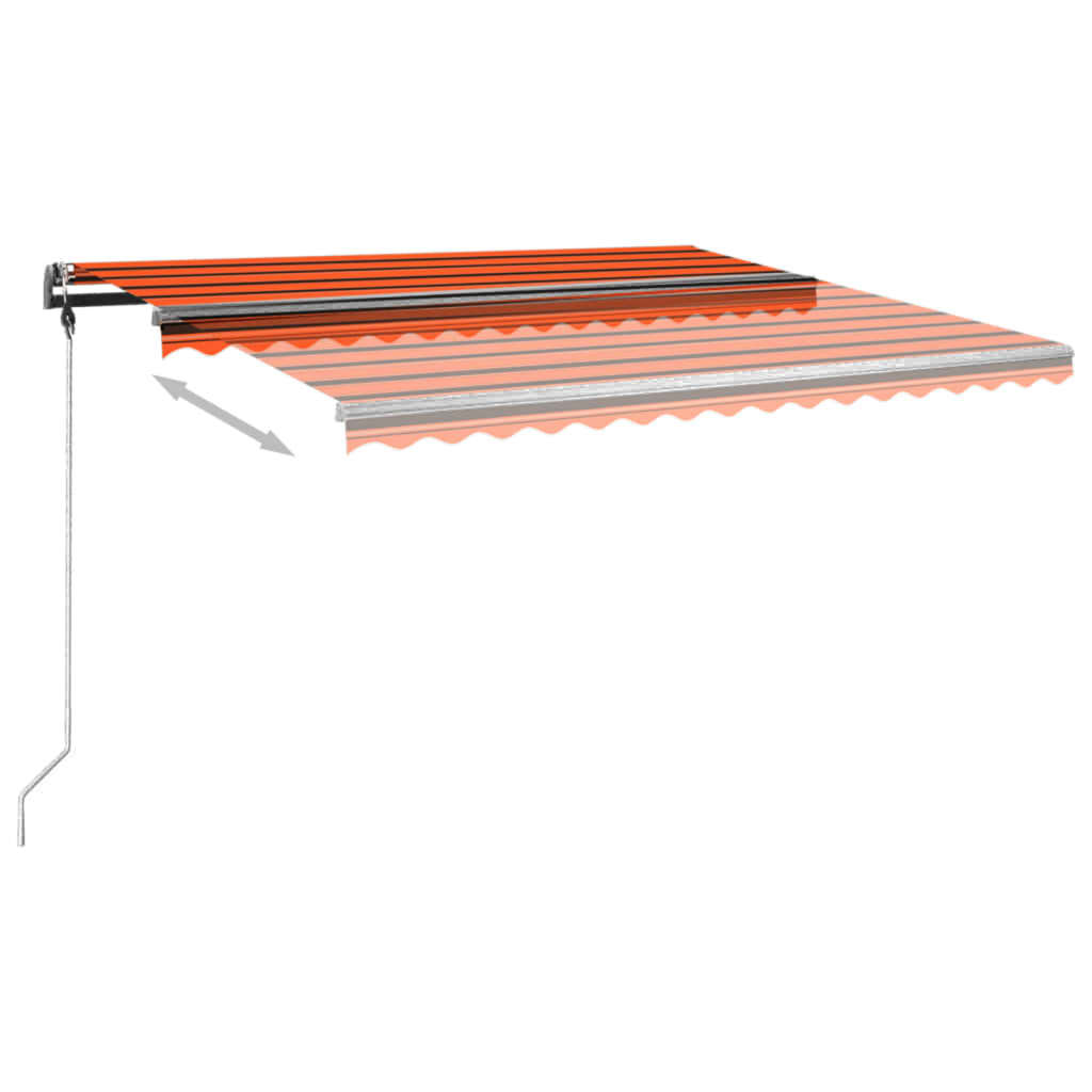 VidaXL Luifel handmatig uittrekbaar met palen 4x3,5 m oranje en bruin