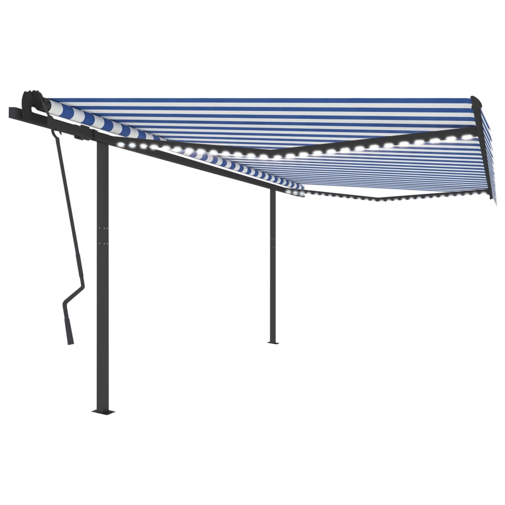 Vidaxl Luifel manually extendable with LED 4.5x3.5 m blue and white