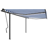 Vidaxl Luifel manually extendable with LED 4.5x3.5 m blue and white
