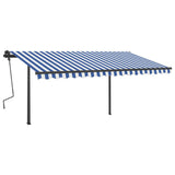 Vidaxl Luifel manually extendable with LED 4.5x3.5 m blue and white