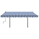 Vidaxl Luifel manually extendable with LED 4.5x3.5 m blue and white