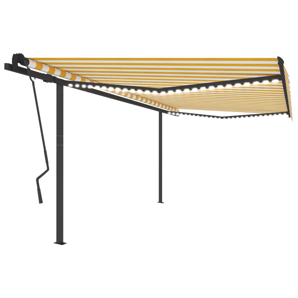Vidaxl Luifel manually extendable with LED 4.5x3.5 m yellow and white