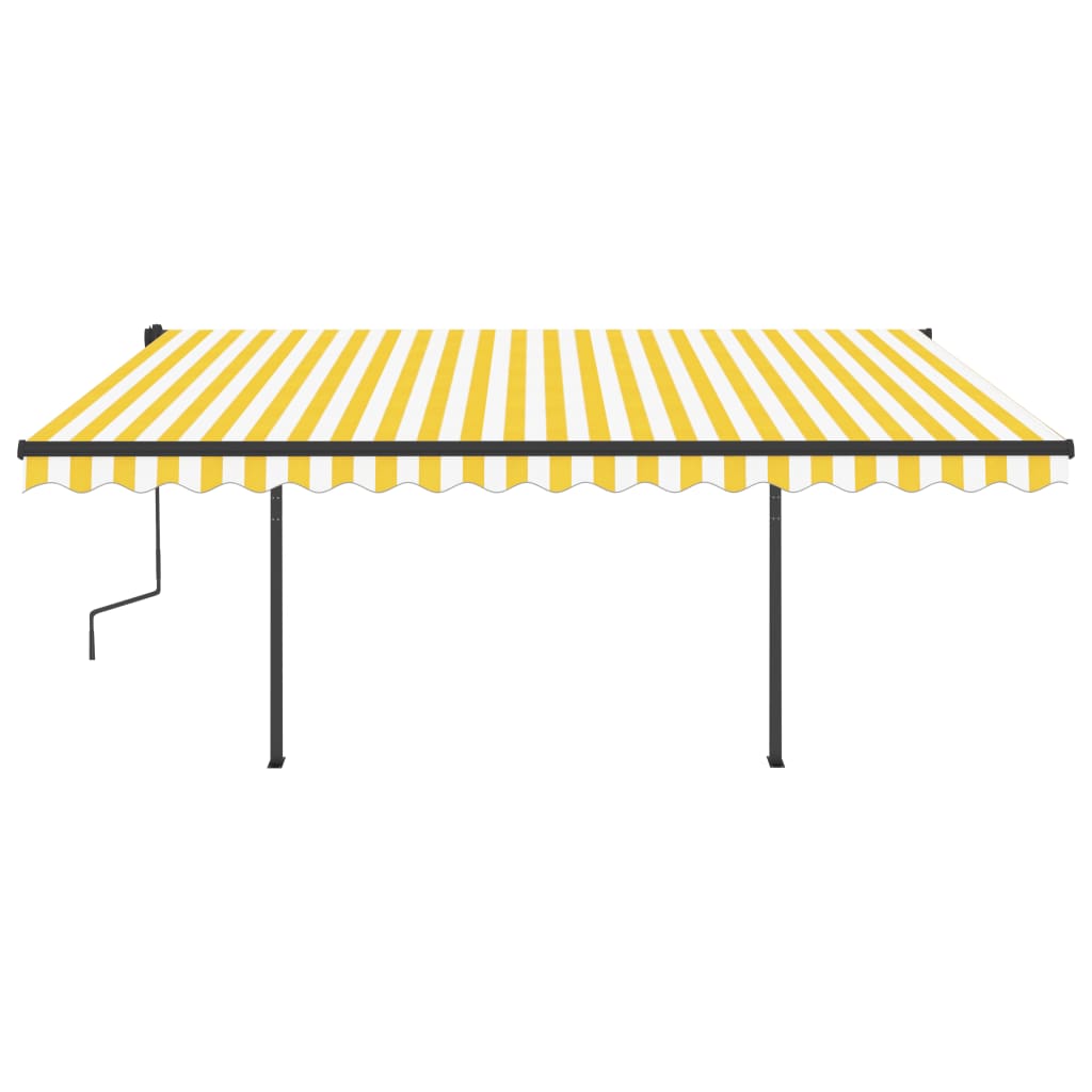Vidaxl Luifel manually extendable with LED 4.5x3.5 m yellow and white