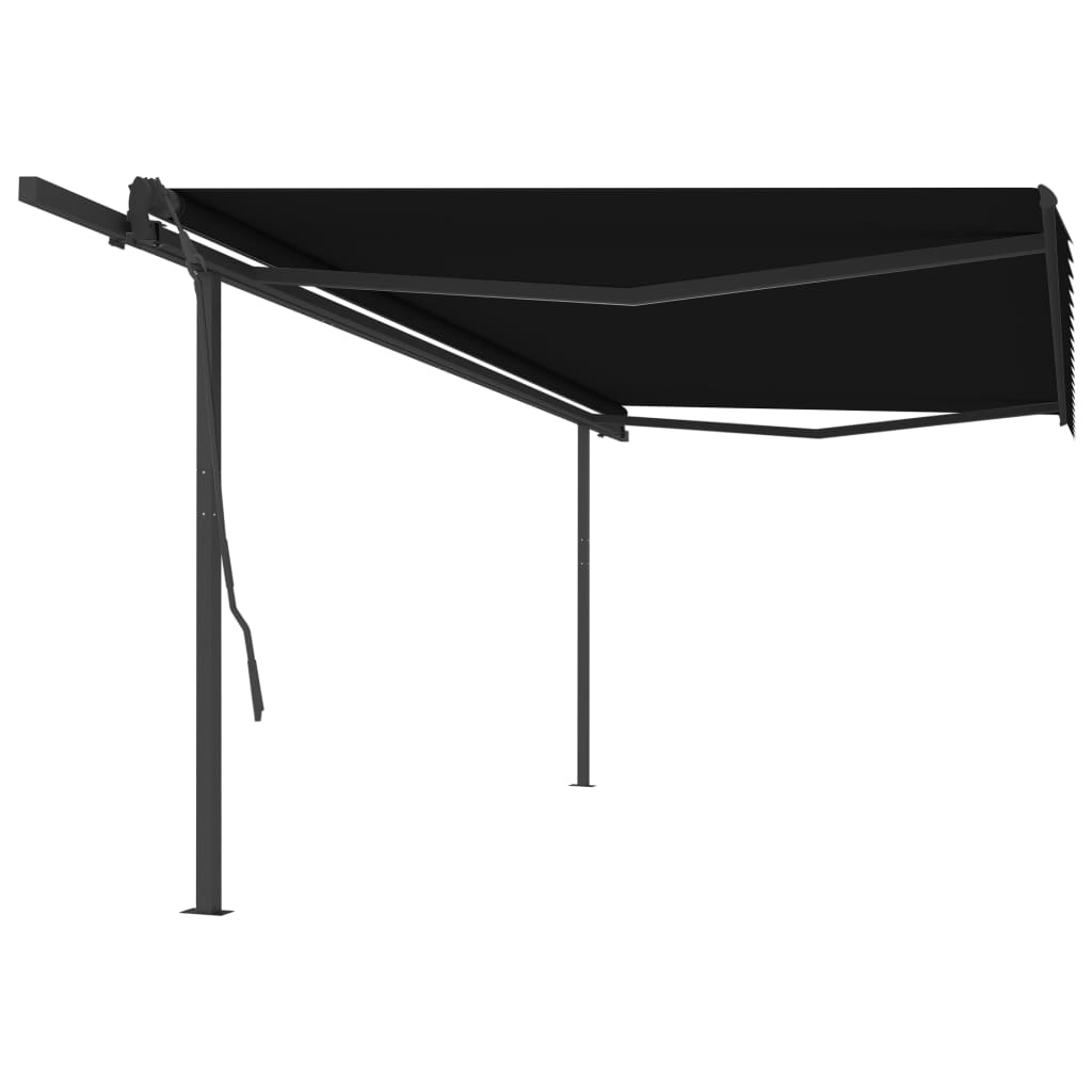 Vidaxl Luifel extensible manuellement avec des poteaux 5x3,5 M anthracite -colored