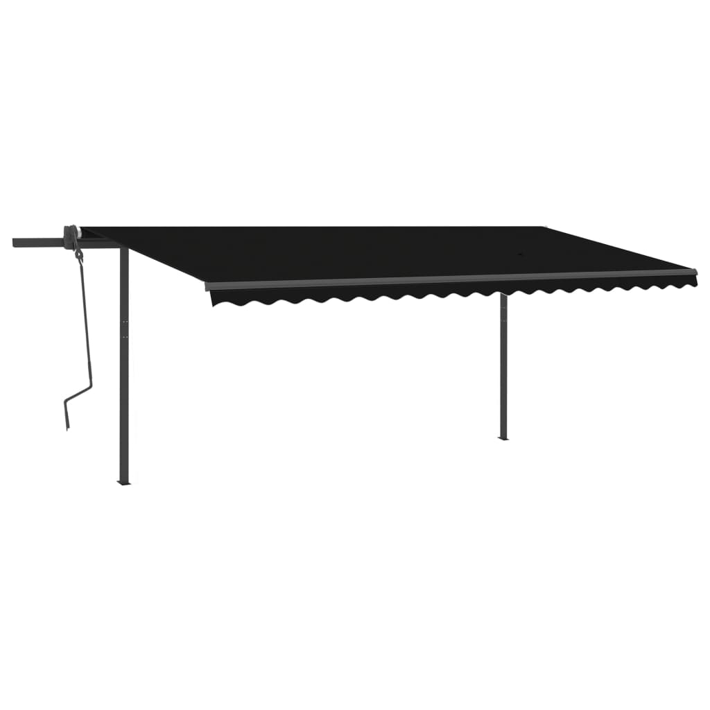 Vidaxl Luifel extensible manuellement avec des poteaux 5x3,5 M anthracite -colored