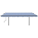 Vidaxl Luifel manually extendable with LED 5x3.5 m blue and white