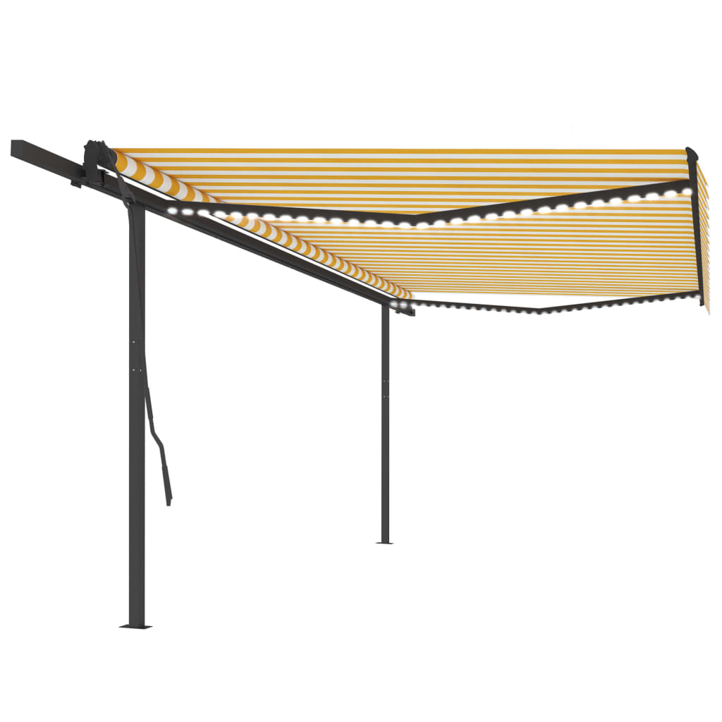 Vidaxl Luifel manually extendable with LED 5x3.5 m yellow and white