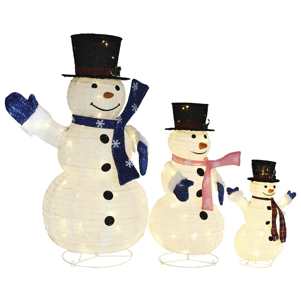 Vidaxl Decorative snowmen family LED luxury fabric