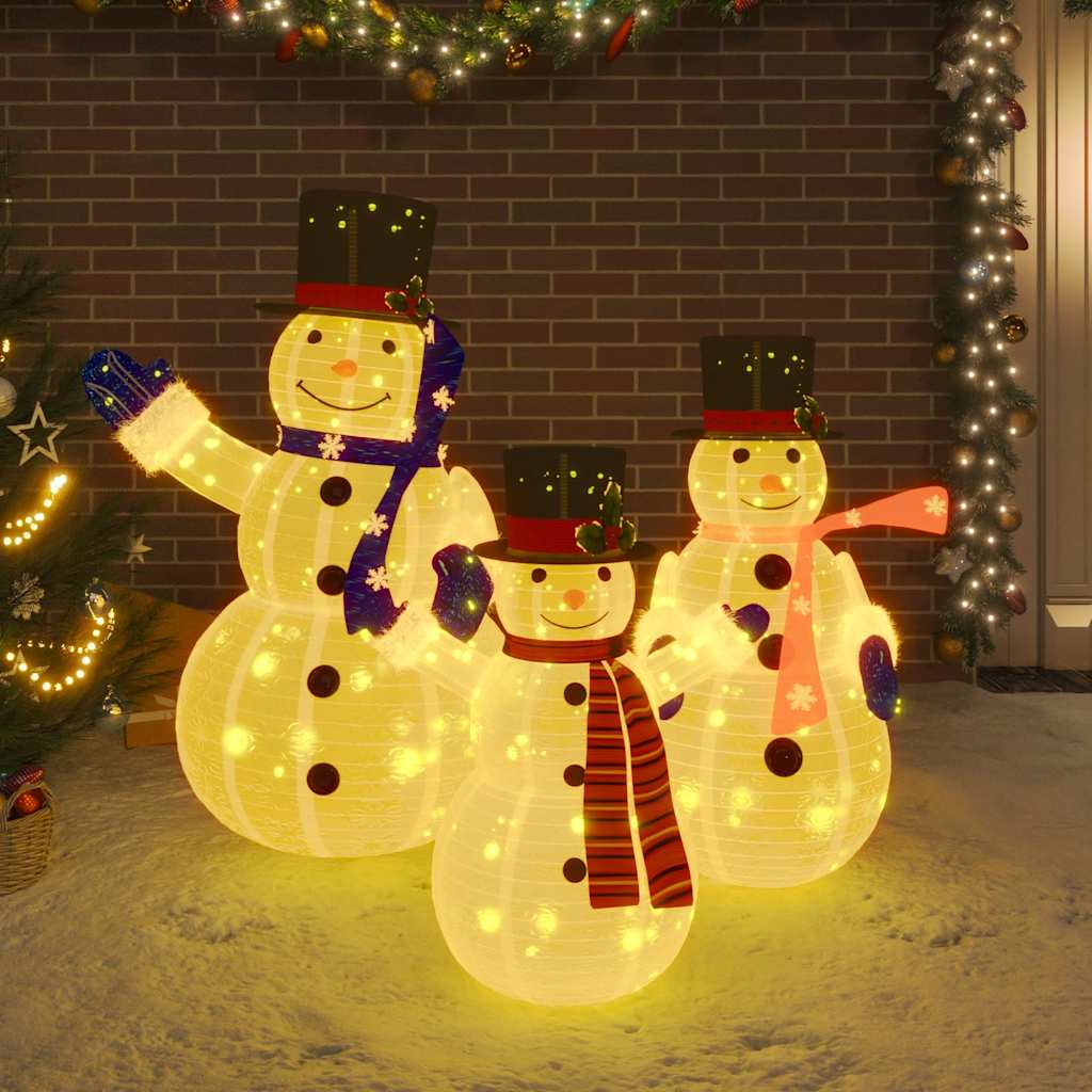 Vidaxl Decorative snowmen family LED luxury fabric