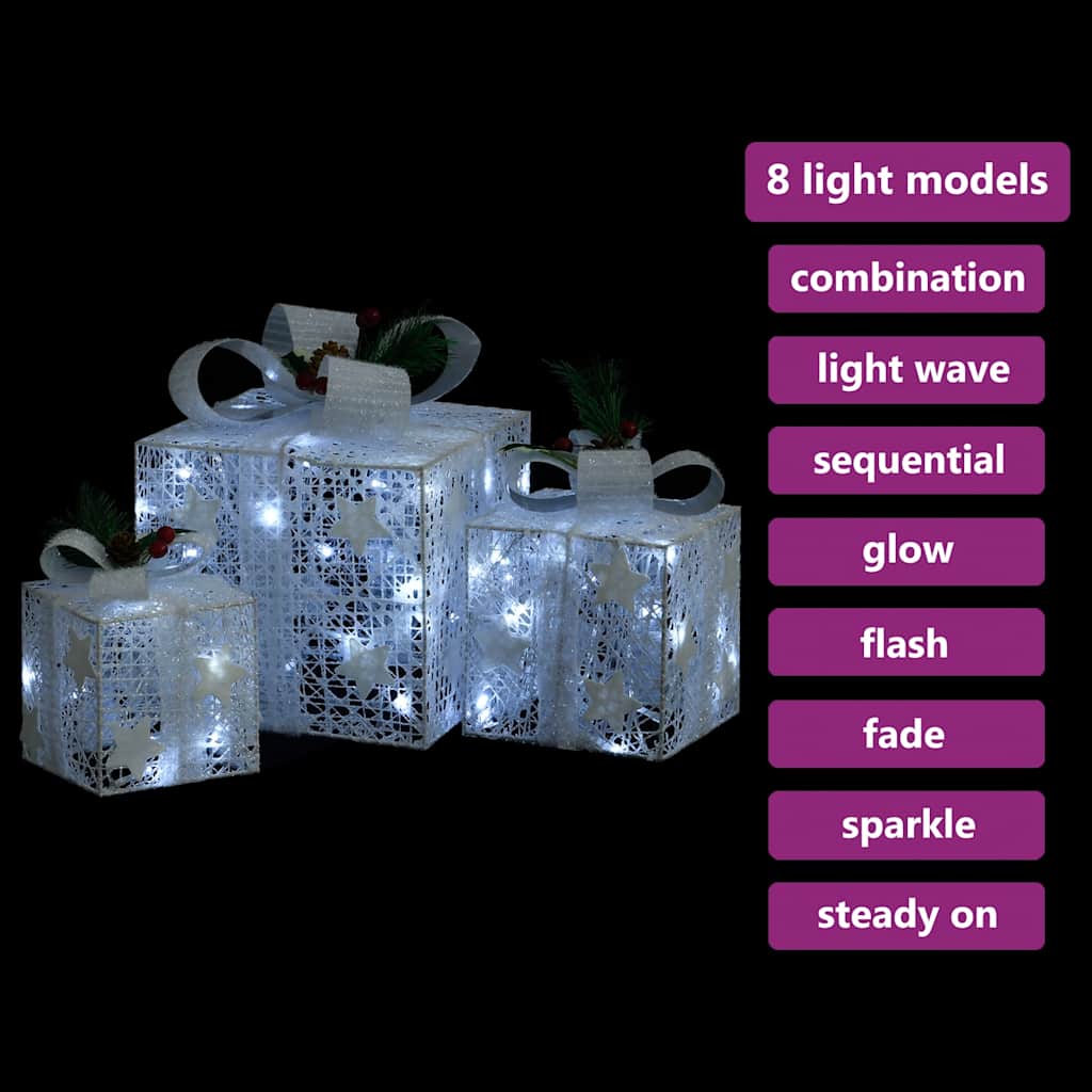 Vidaxl Christmas decoration Gift boxes 3 pcs Inside outside White