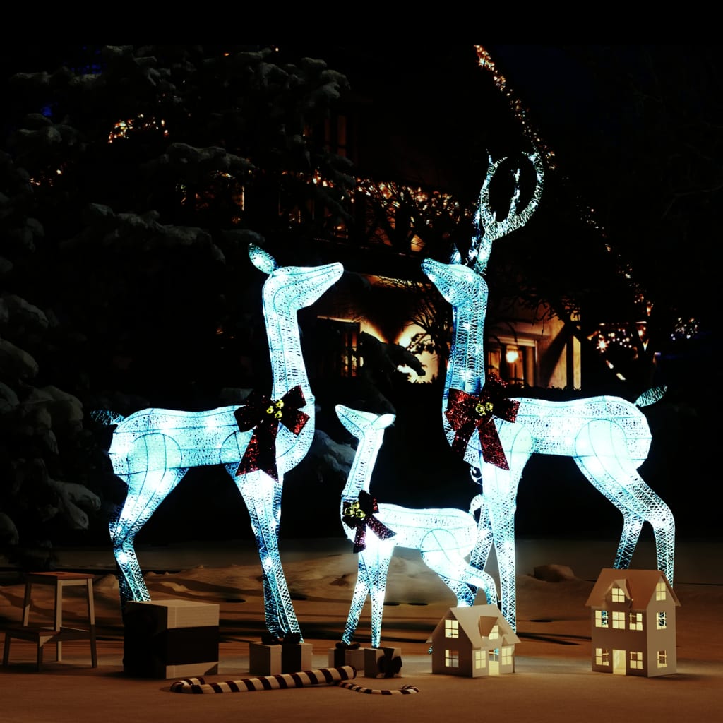 Vidaxl juldekorationer rena familj 201 lysdioder vit och silverfärgad