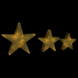 Vidaxl Christmas Decoration Stars 3 St Vedl venku uvnitř zlaté zlaté barvy