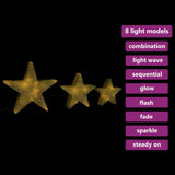 Vidaxl Christmas Decoration Stars 3 St Vedl venku uvnitř zlaté zlaté barvy