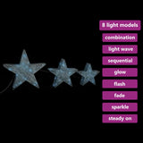 Vidaxl Decoration Christmas Stars 3 St Led Outside Inside Mesh Silver Coloded