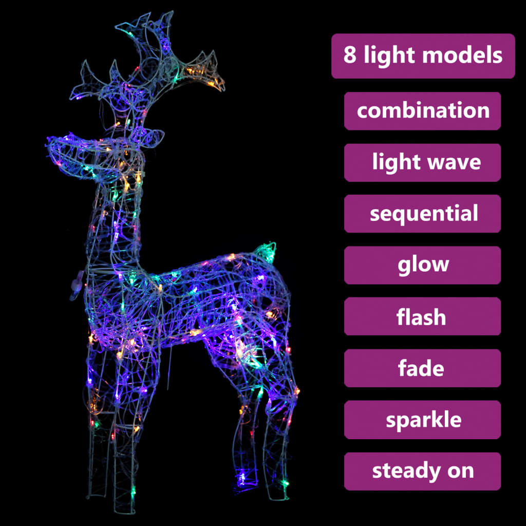 Vidaxl Christmas Decorations Reindeer 90 LEDS 60X16X100 CM acrylique