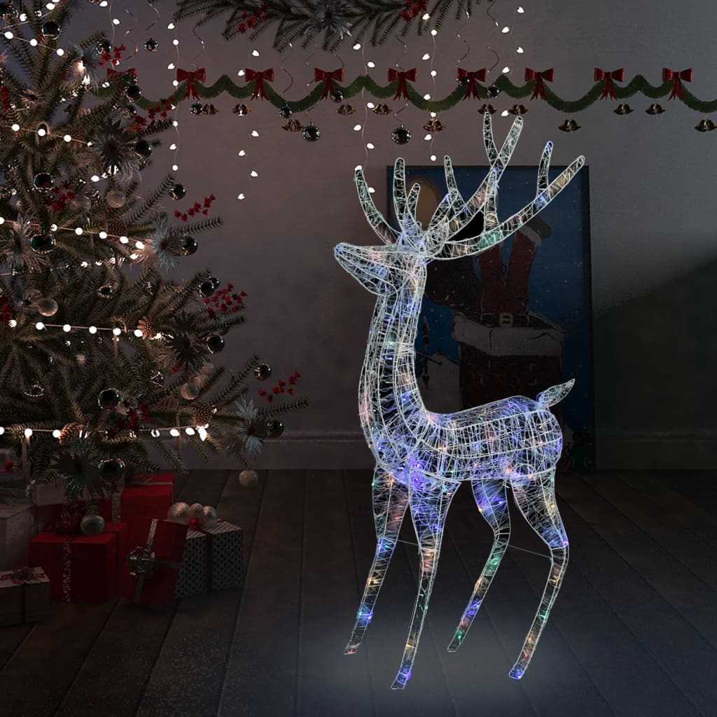 Vidaxl Chrëschtdag Dekoratioun Reindeer 250 LED Multicolorored 180 cm Acryl