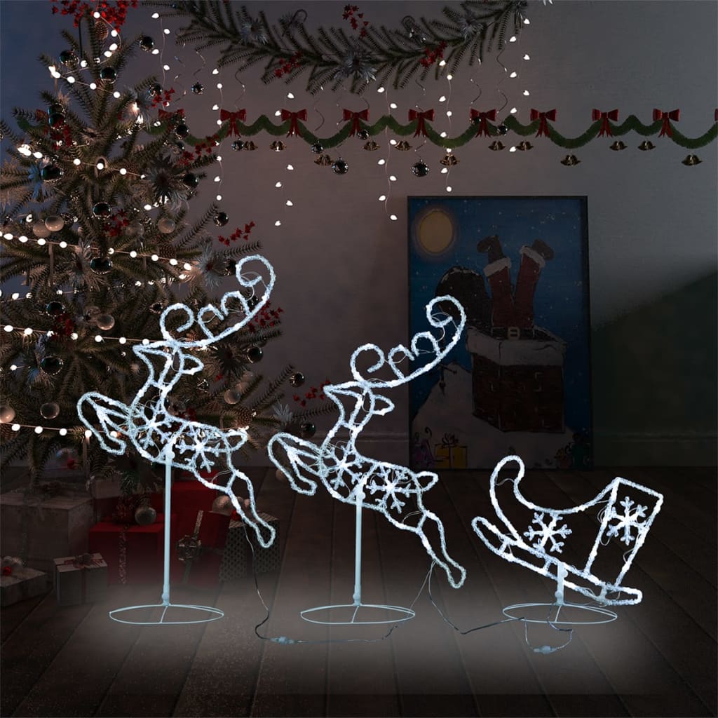 Vidaxl Christmas decoration reindeer and sled 260x21x87 cm Acrylic cold white