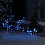 Vidaxl Weihnachtsdekoration Rentier und Schlitten 260x21x87cm Acrylblau