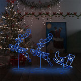 Vidaxl Weihnachtsdekoration Rentier und Schlitten 260x21x87cm Acrylblau