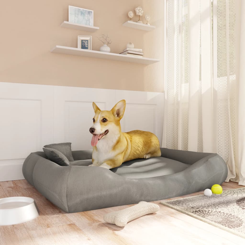 Łóżko dla psów vidaxl z poduszkami 115x100x20 cm Oxford Fabric Grey