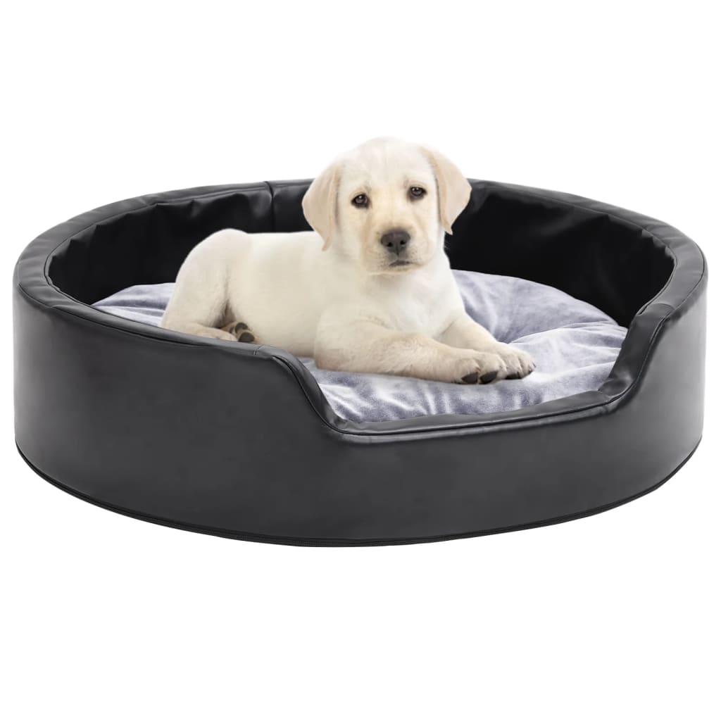 Vidaxl Dog Basket 69x59x19 cm plys og kunstig læder sort og grå