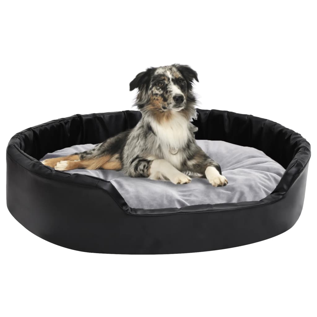 Vidaxl Dog Basket 90x79x20 cm plys og kunstig læder sort og grå