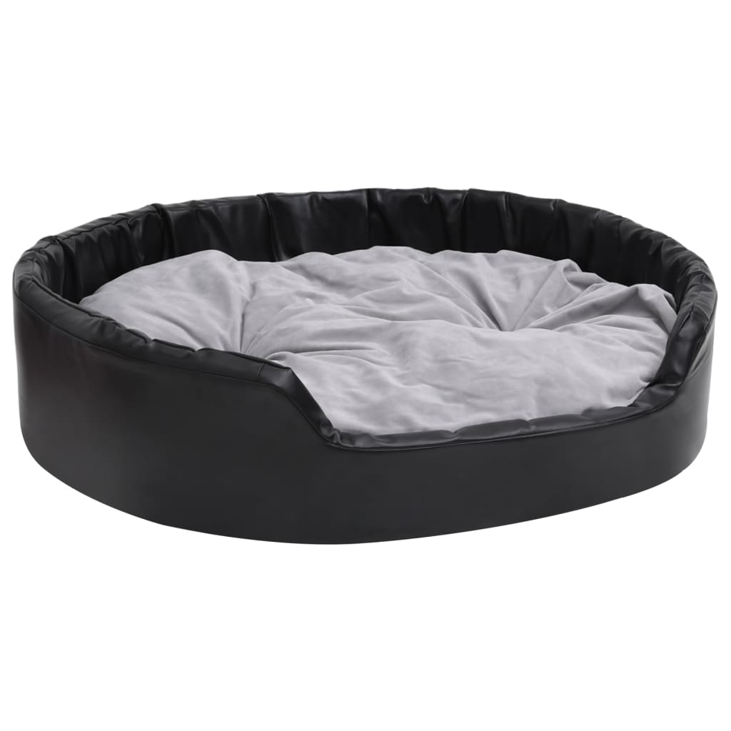 Vidaxl Dog Basket 99x89x21 cm peluche e cuoio artificiale nero e grigio