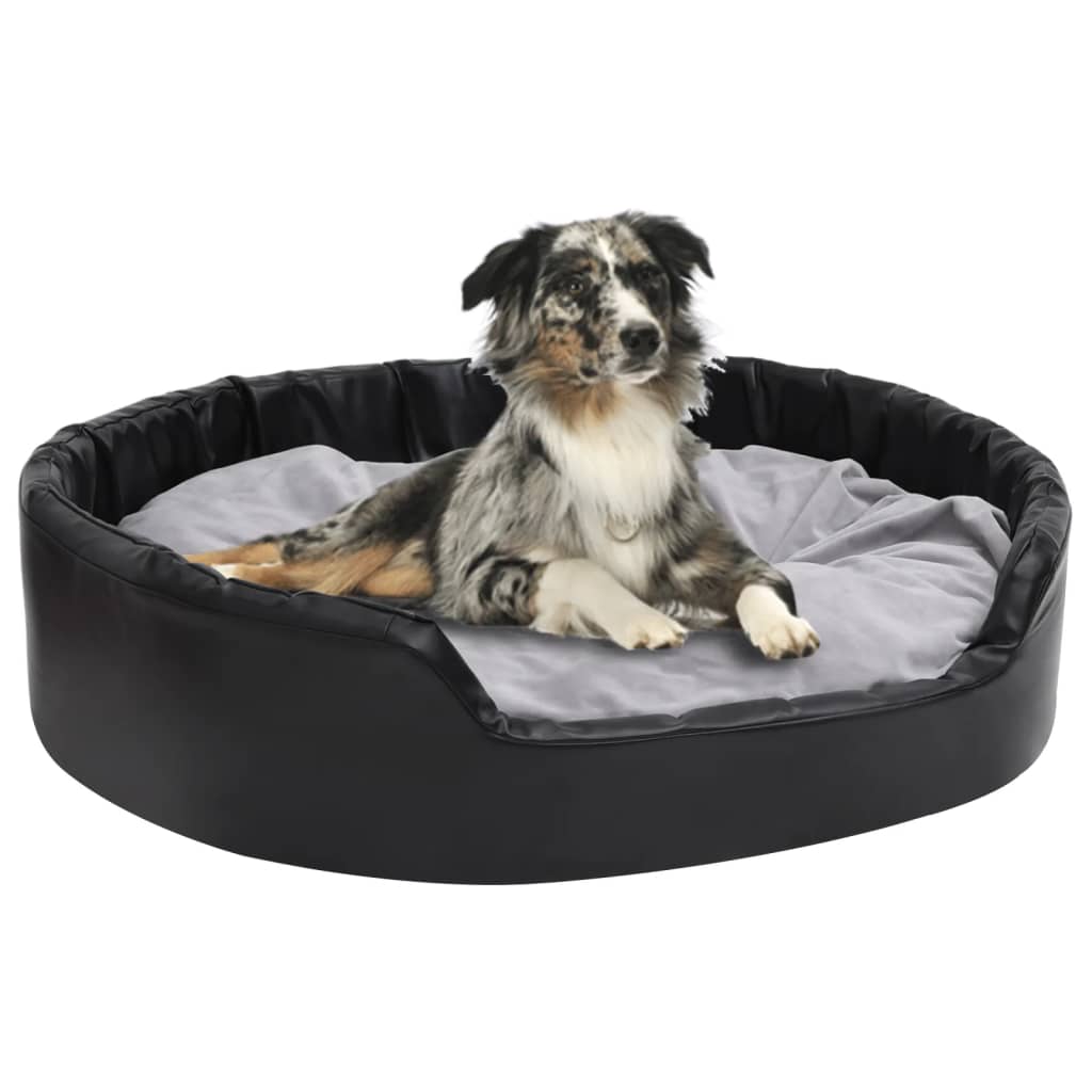 Vidaxl Dog Basket 99x89x21 cm plys og kunstig læder sort og grå