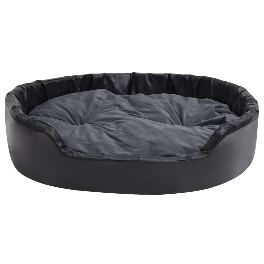Vidaxl hundkorg 99x89x21 cm plysch och konstgjord läder svart och mörkgrå