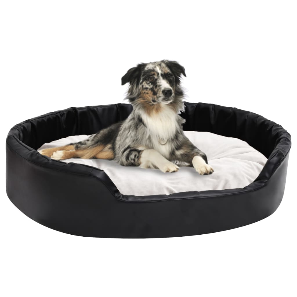 Vidaxl Hond Basket 90x79X2x cm Plush a kënschtlech Lieder schwaarz a bige