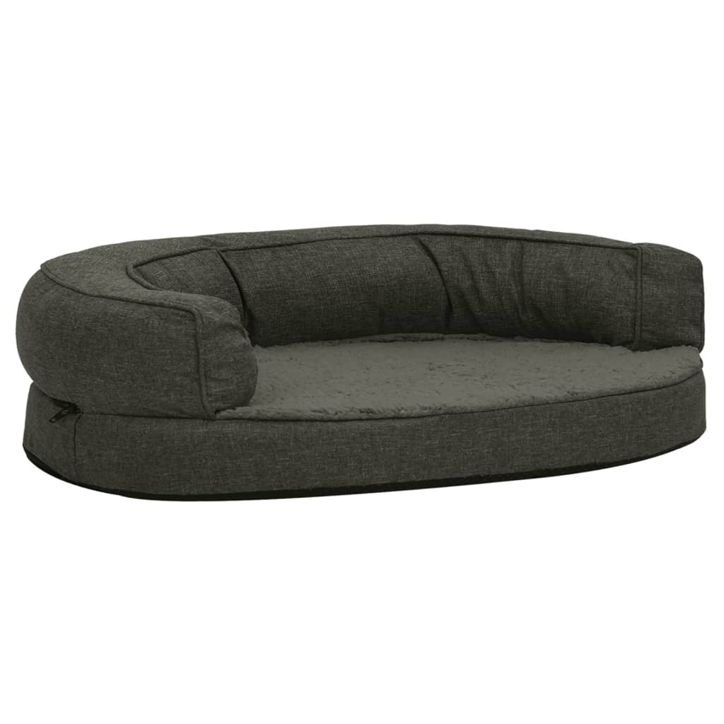 Vidaxl Dog Bed Ergonomic Linen-Look 75x53 cm fleece mørkegrå
