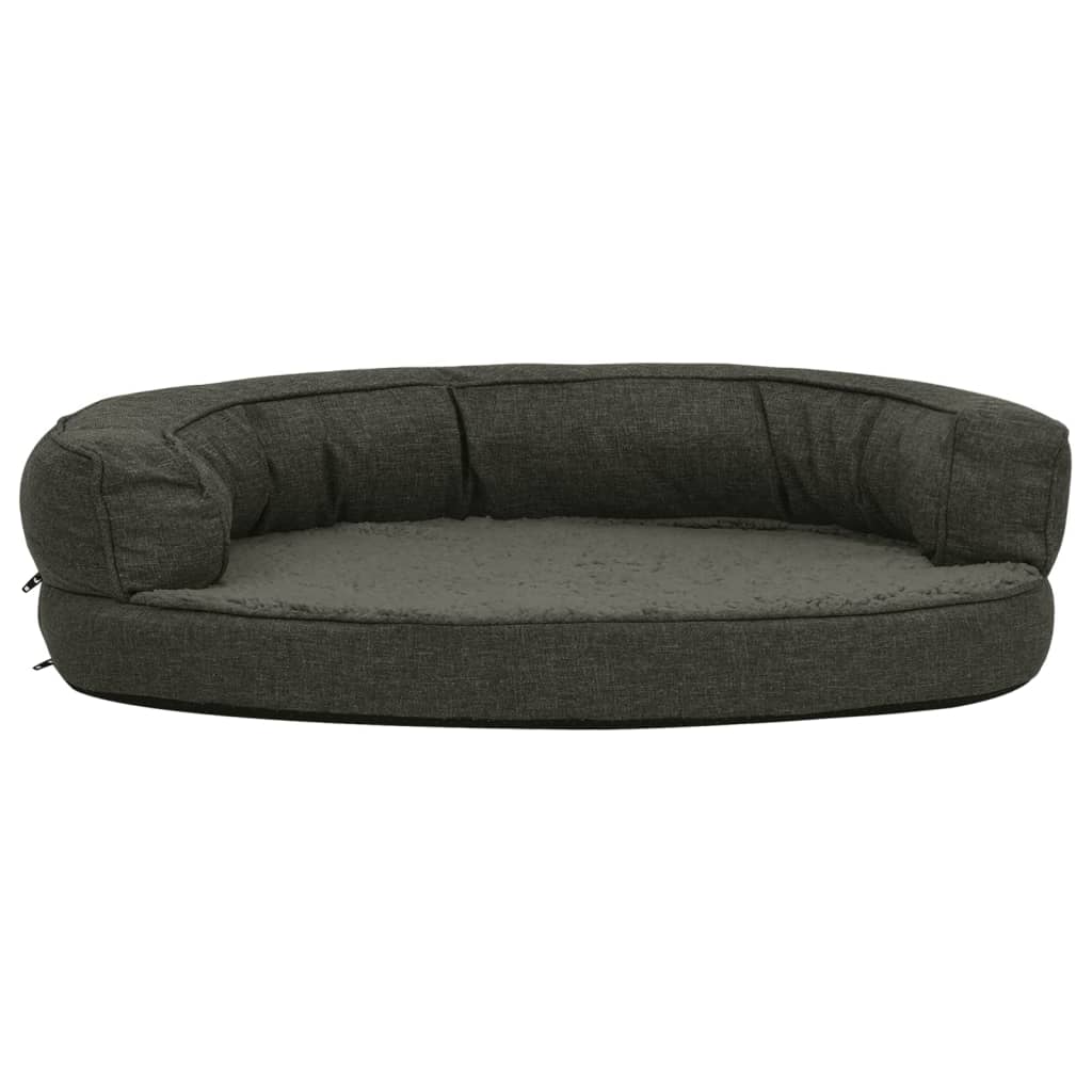 Vidaxl Dog Bed Ergonomic Linen-Look 75x53 cm fleece mørkegrå