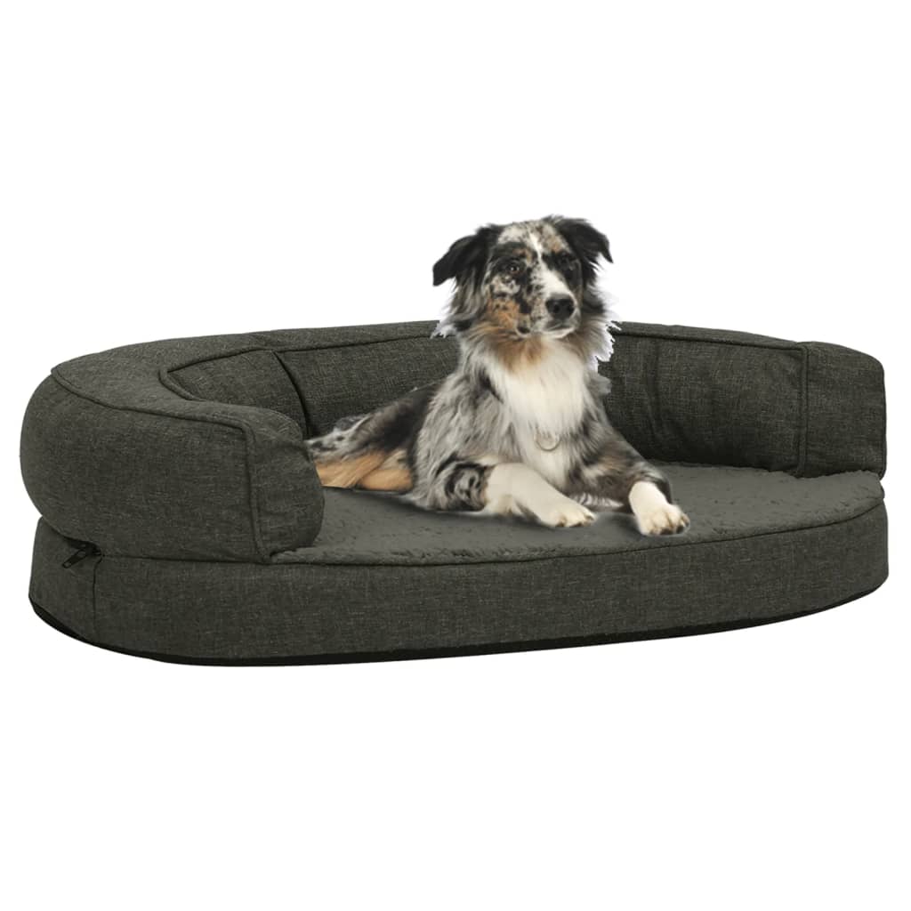 Vidaxl psí postel ergonomická prádlo vypadat 90x64 cm Fleece Dark Grey