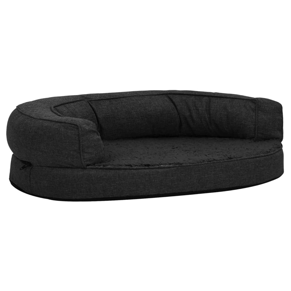 Vidaxl Hundebett Ergonomische Leinen-Look 75x53 cm Fleece Schwarz