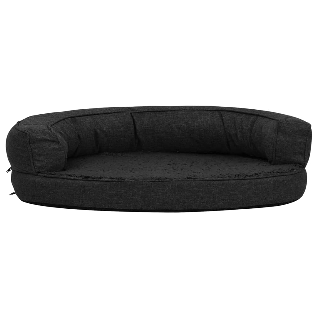 Vidaxl Hundebett Ergonomische Leinen-Look 75x53 cm Fleece Schwarz
