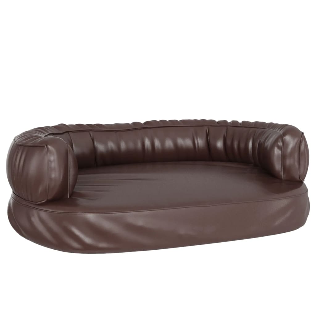 Bidaxl hundkorg med ergonomisk skum 60x42 cm konstgjorda läderbrun