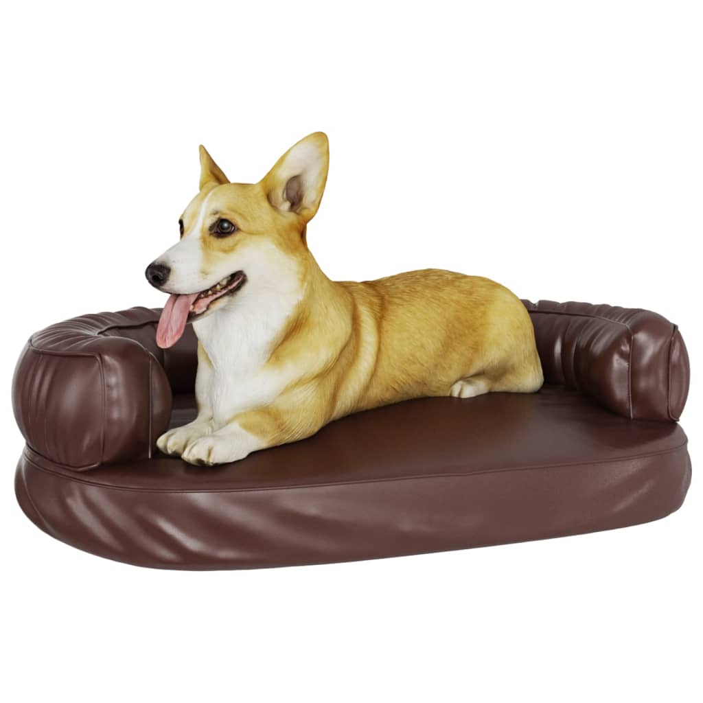 Vidaxl Hond Kuerf mat ergonomesche Schaum 75x53 cm kënschtlech Liederbrong