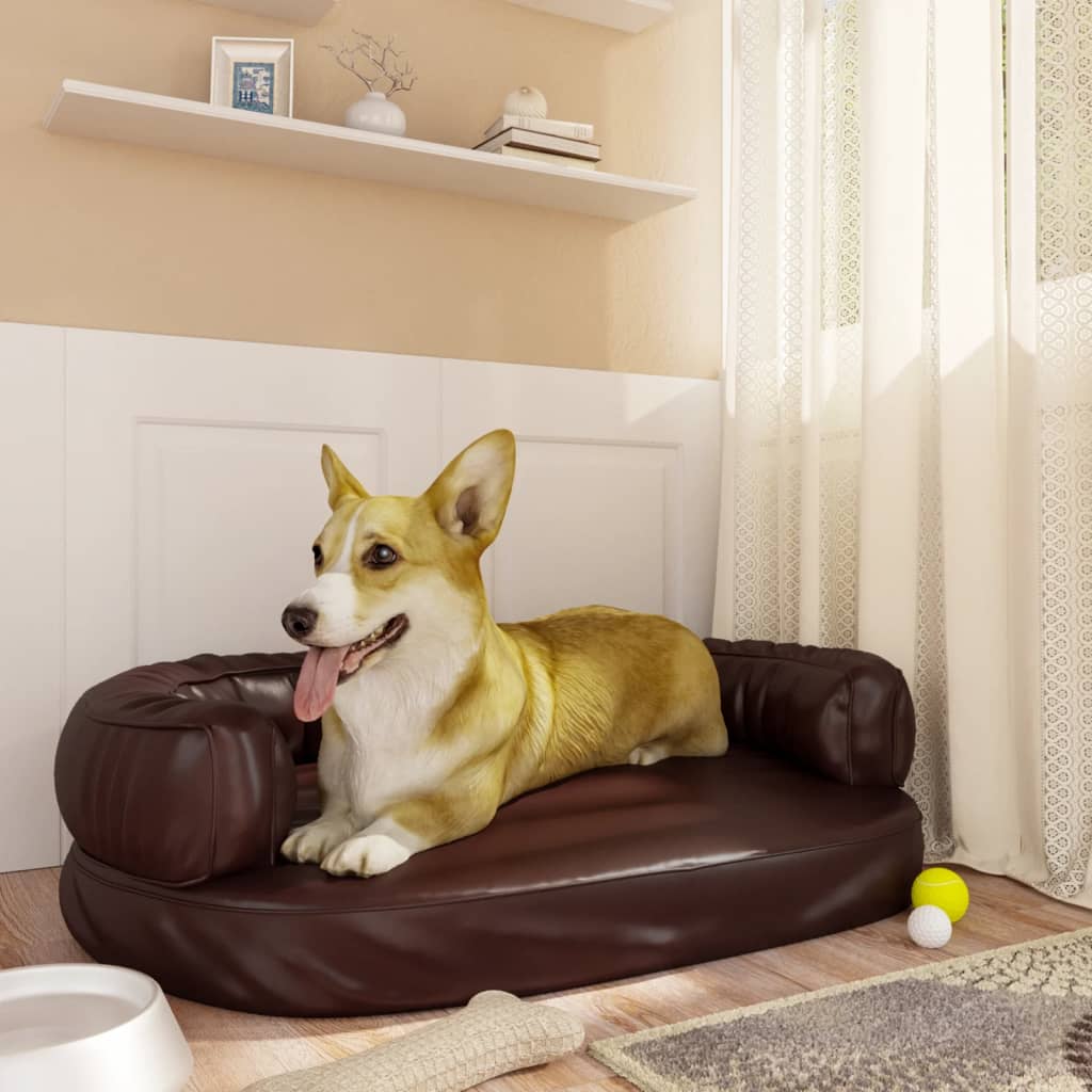 Vidaxl Hond Kuerf mat ergonomesche Schaum 75x53 cm kënschtlech Liederbrong