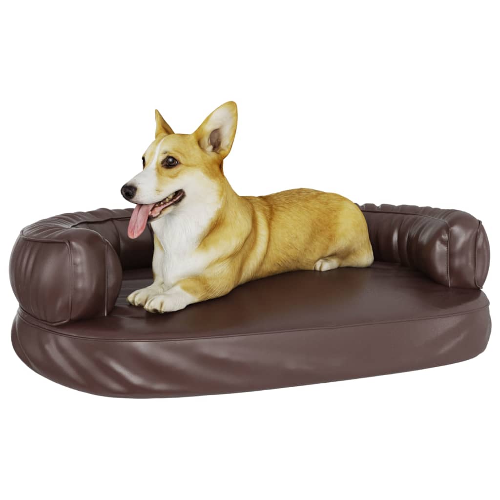 Cestino per cani Vidaxl con schiuma ergonomica 88x65 cm in pelle artificiale marrone
