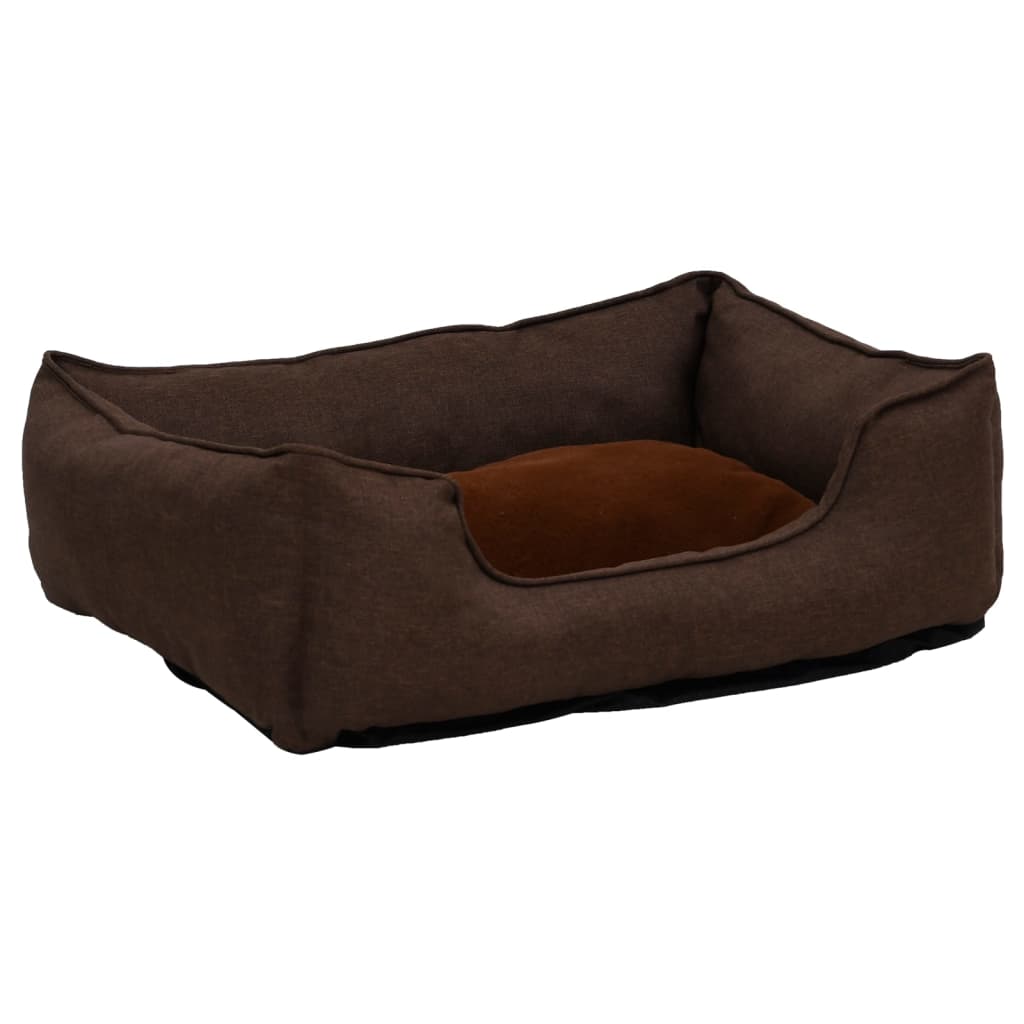 VidaXL dog basket linen look 85.5x70x23 cm fleece brown