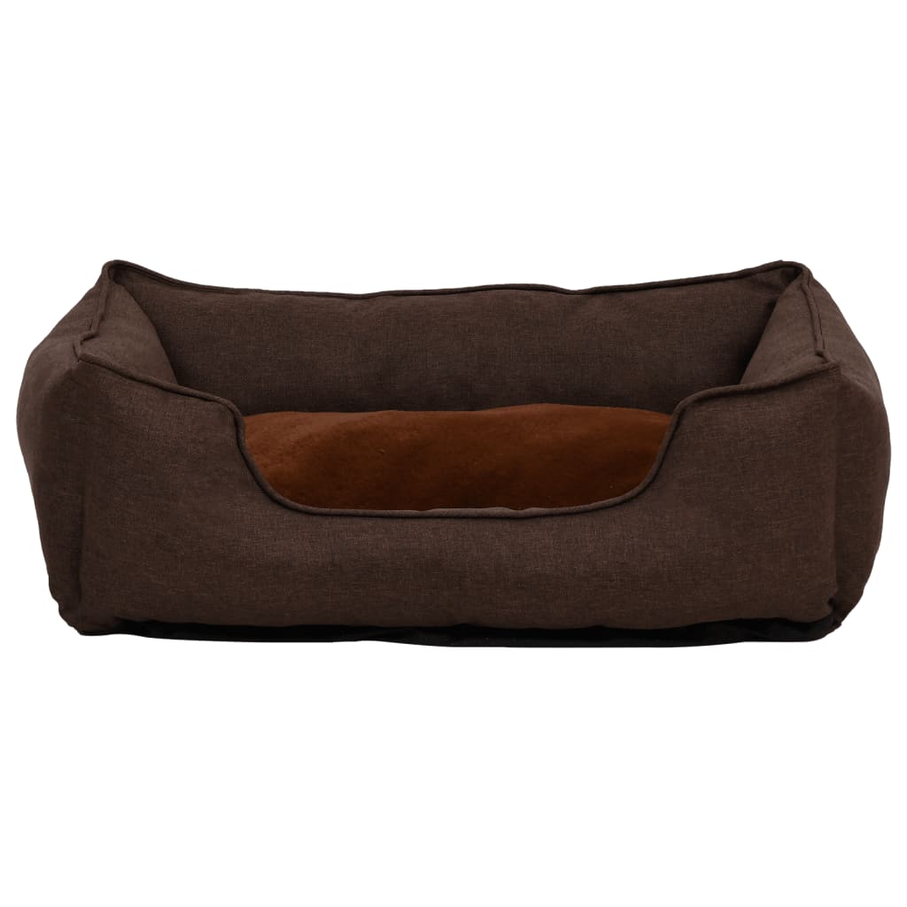 VidaXL dog basket linen look 85.5x70x23 cm fleece brown
