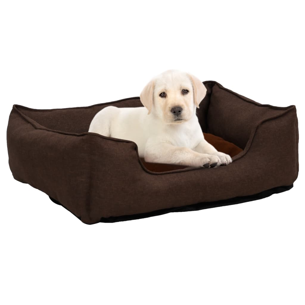 VidaXL dog basket linen look 85.5x70x23 cm fleece brown