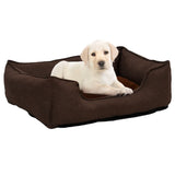 VidaXL dog basket linen look 85.5x70x23 cm fleece brown