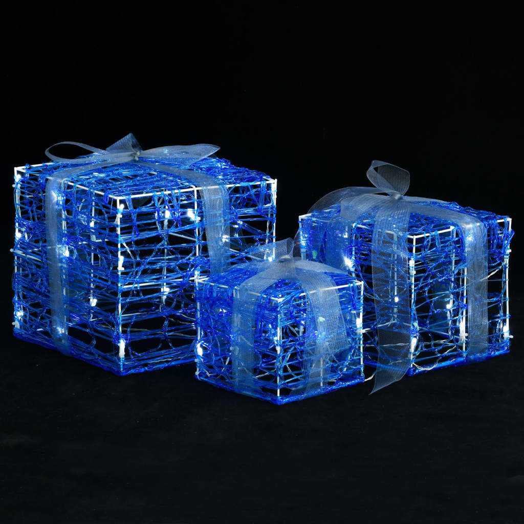 Vidaxl Christmas Lighting Gift Boxes 3 st dekorativní akryl studená bílá