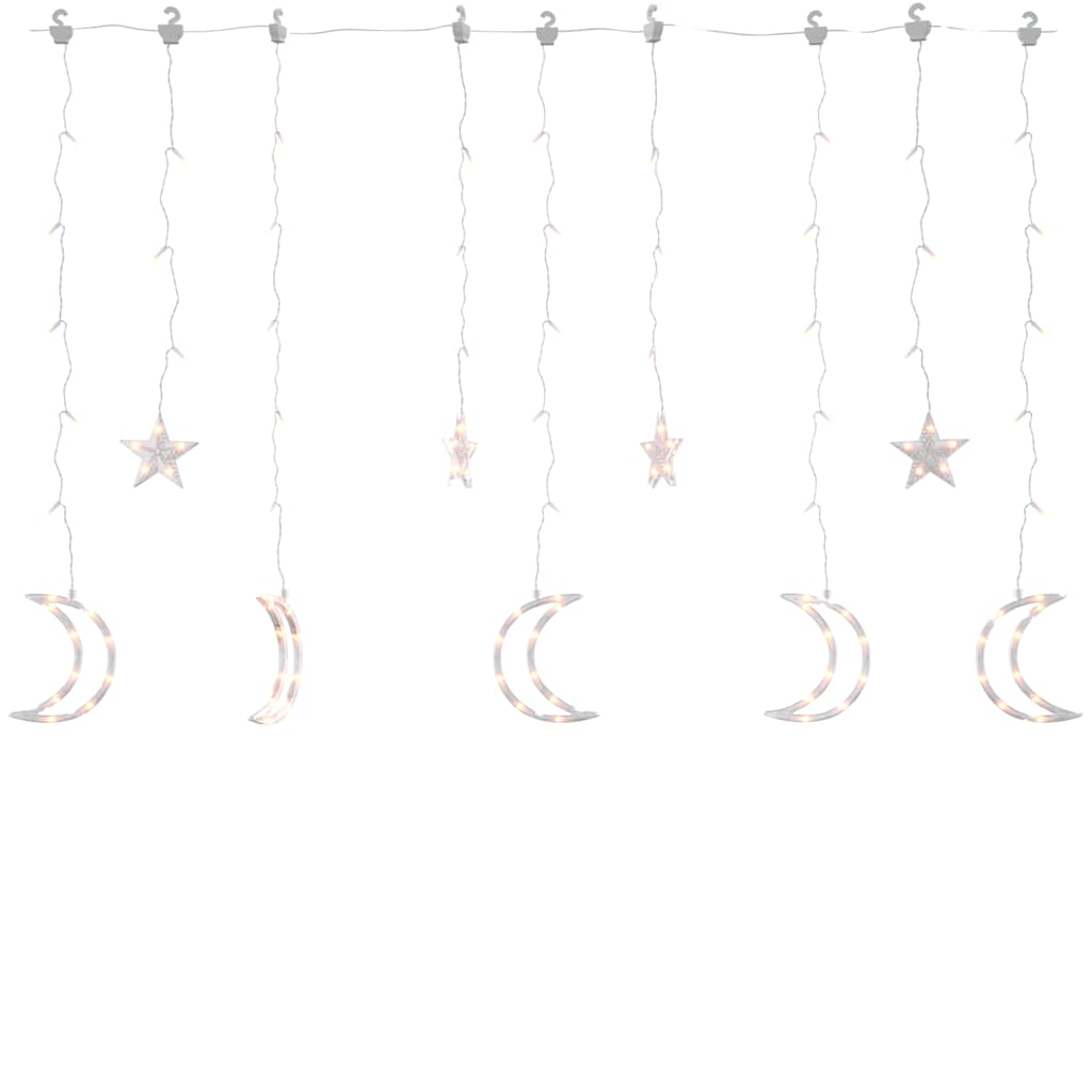 Vidaxl Light Garland Star and Moon Remote Control 138 LEDS WHITE CHAUD