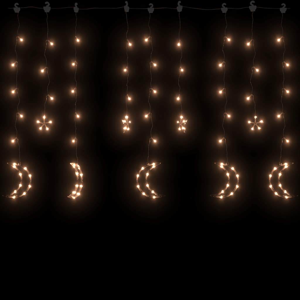 Vidaxl Light Garland Star and Moon Remote Control 138 LEDS WHITE CHAUD