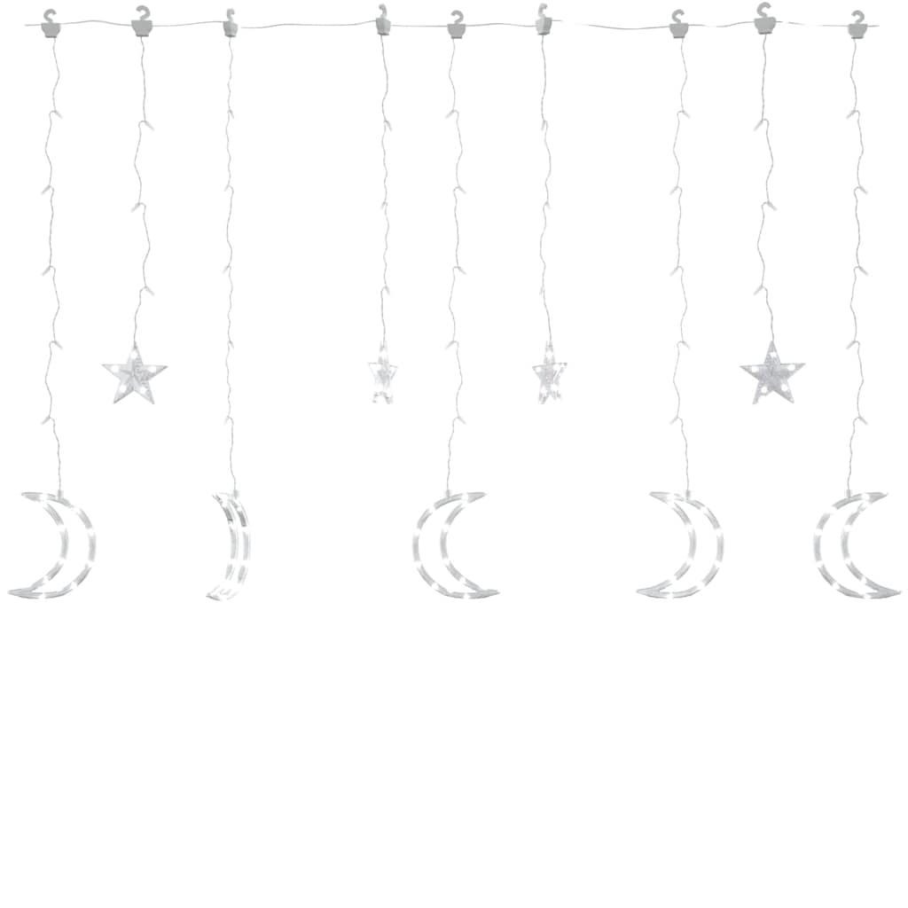 Vidaxl Light garland star and moon remote control 138 LEDs Cold White